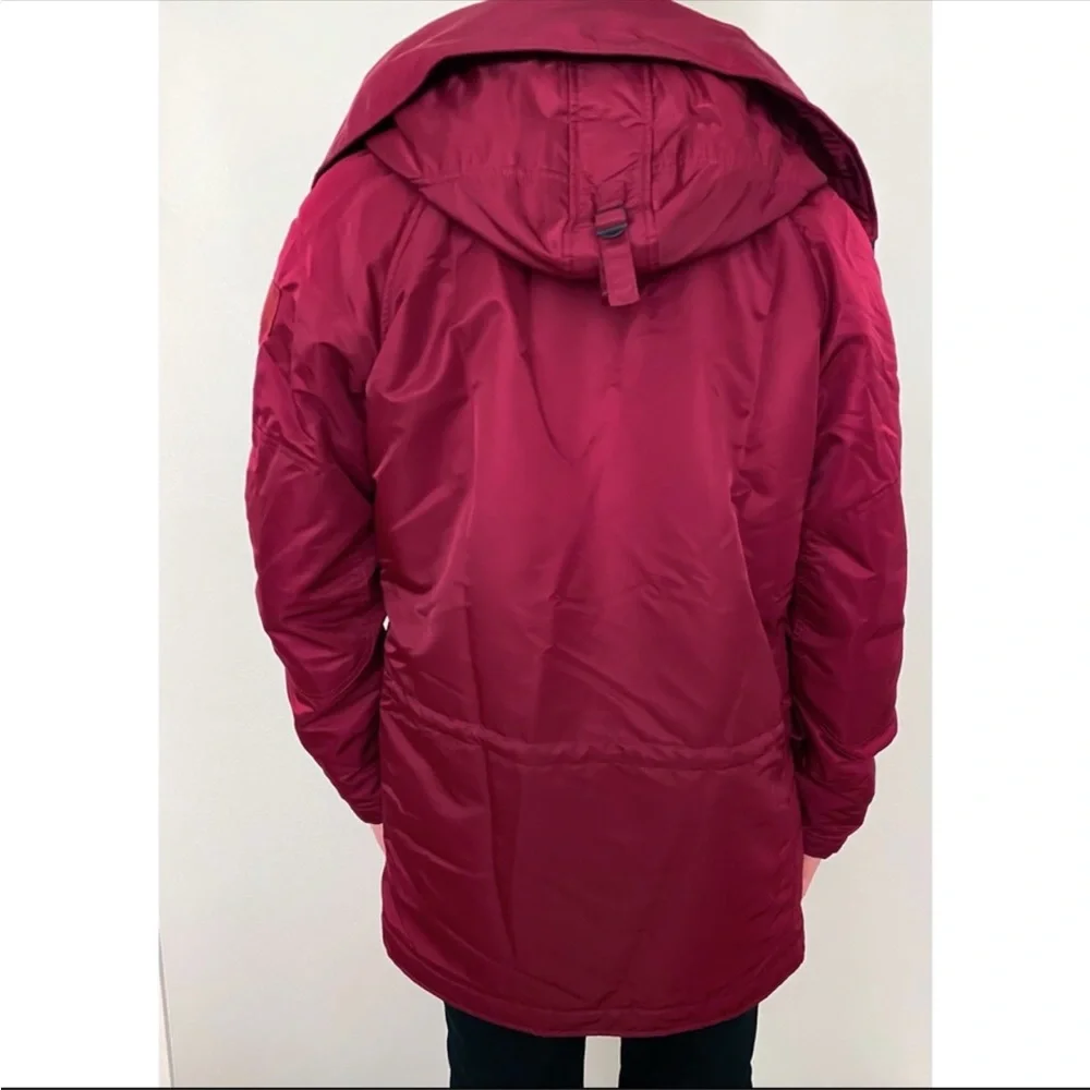 NEW True Religion Parka Fur Sherpa Zip Button Winter Jacket Hooded Coat Maroon - Picture 6 of 12